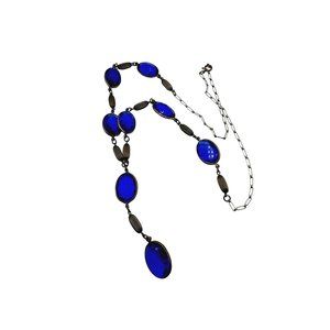 Antique Art Deco Crystal/Glass Lavalier Necklace (A2570)
